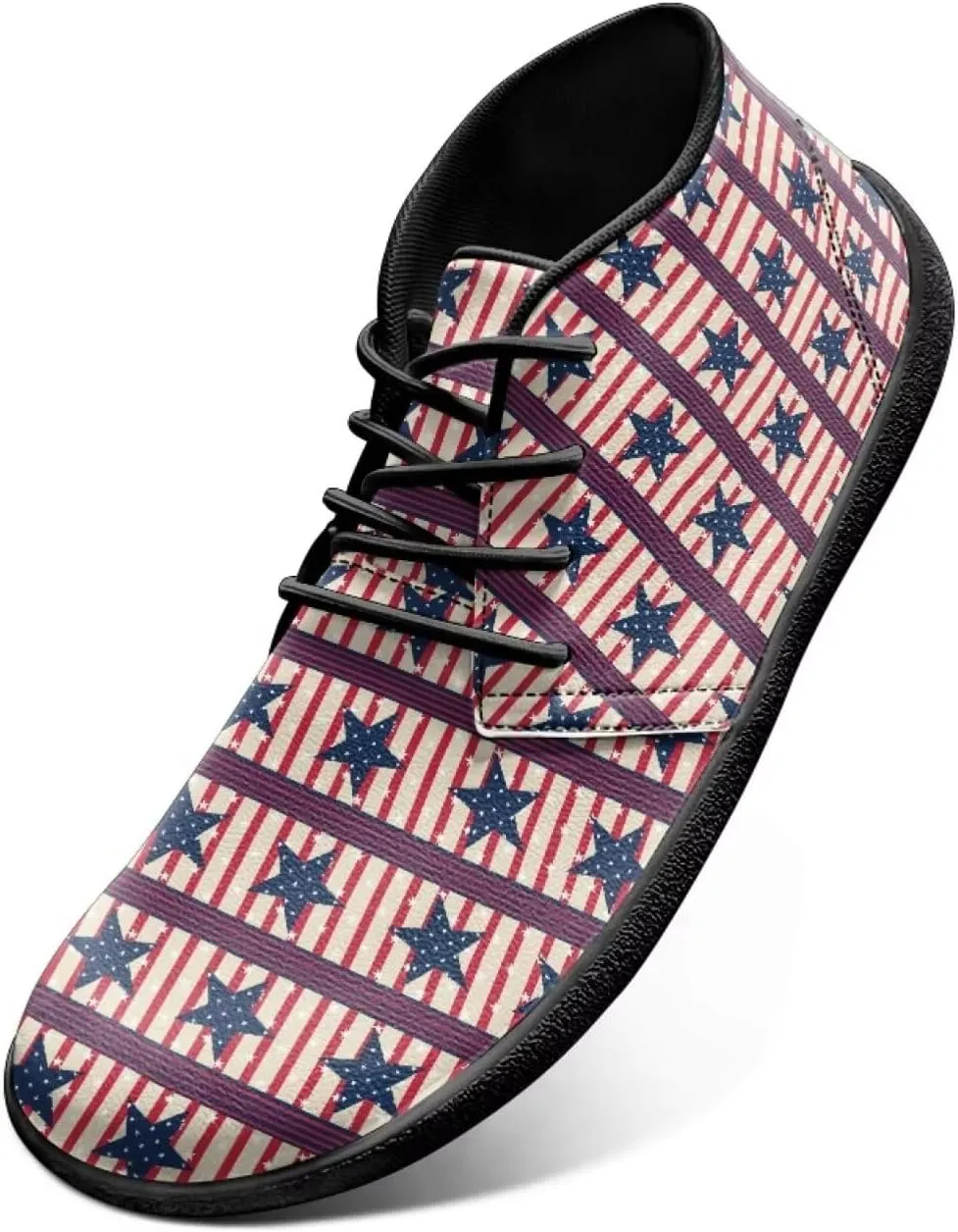 Howilath Flag Print Barefoot Shoes Men Running Cross Training Shoe, Low Zero Drop Wide Toe Walking Sneakers