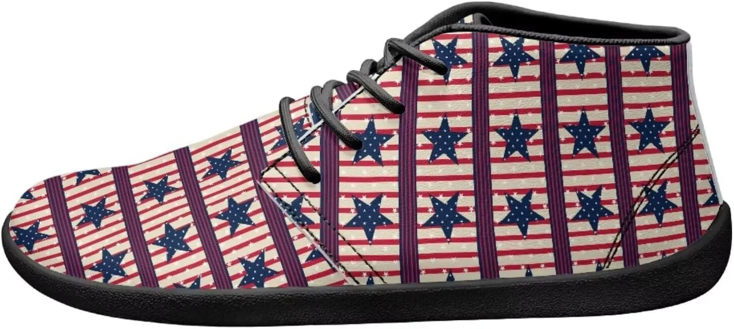 Howilath Flag Print Barefoot Shoes Men Running Cross Training Shoe, Low Zero Drop Wide Toe Walking Sneakers