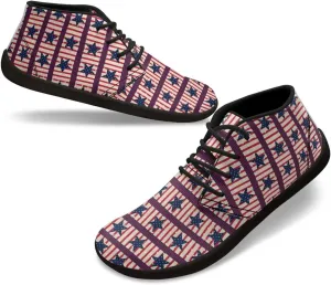Howilath Flag Print Barefoot Shoes Men Running Cross Training Shoe, Low Zero Drop Wide Toe Walking Sneakers