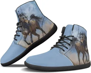Howilath Horse Print High Top Sneakers for Men Wide Toe Barefoot Shoes Zero Drop Running Cross Training Shoe
