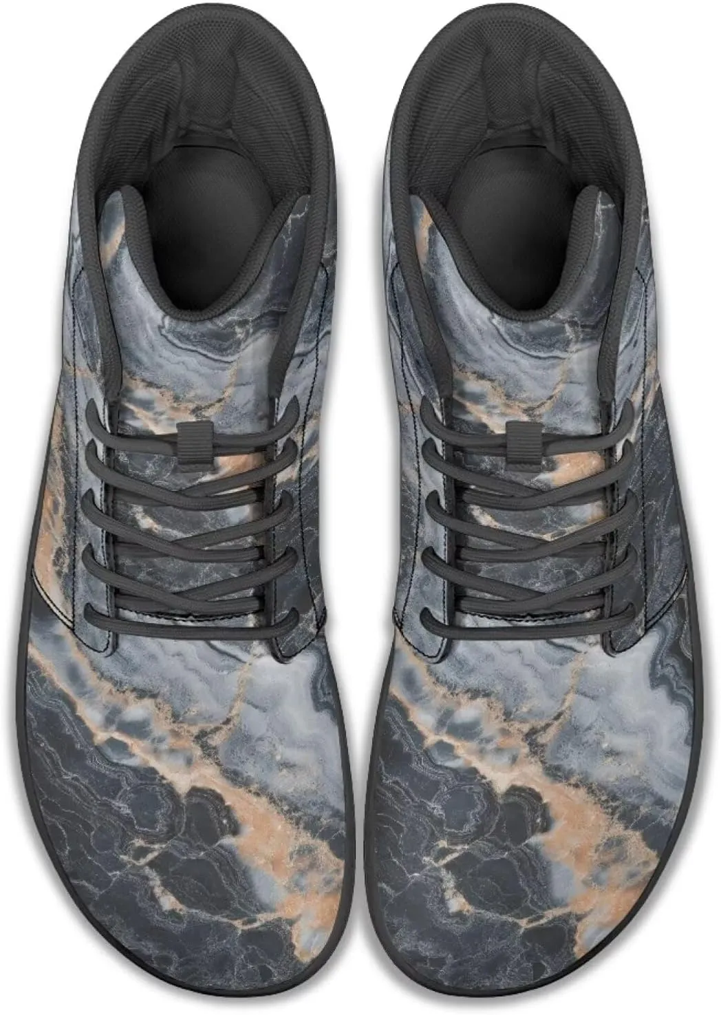 Howilath Marble Print High Top Sneakers for Men Wide Toe Barefoot Shoes Waterproof Running Cross Training Shoe