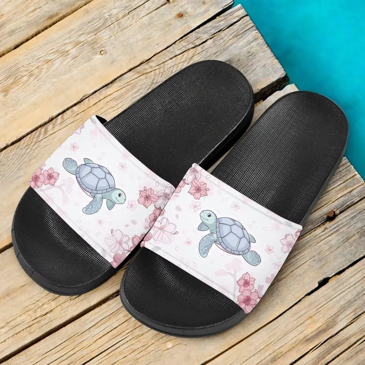 Howilath Novelty Animals Pattern Women's Slide Sandals, Casual Soft Sole Open Toe Non-Slip Single Band Slide Sandals