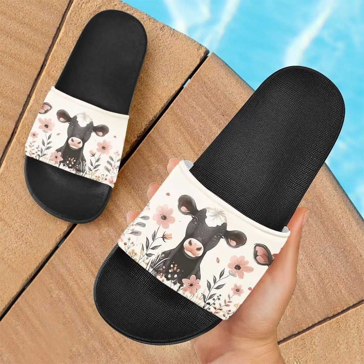 Howilath Novelty Animals Pattern Women's Slide Sandals Undersea Travel Print EVA Soft Sole Open Toe Flat Sandals for Women Gift