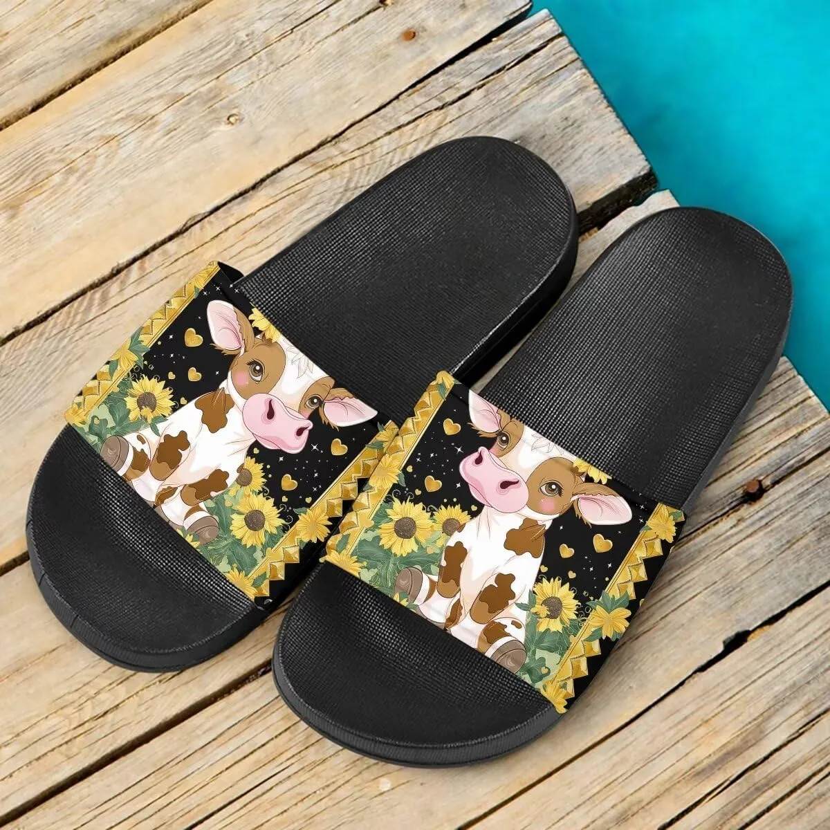 Howilath Novelty Animals Pattern Women's Slide Sandals Undersea Travel Print EVA Soft Sole Open Toe Flat Sandals for Women Gift
