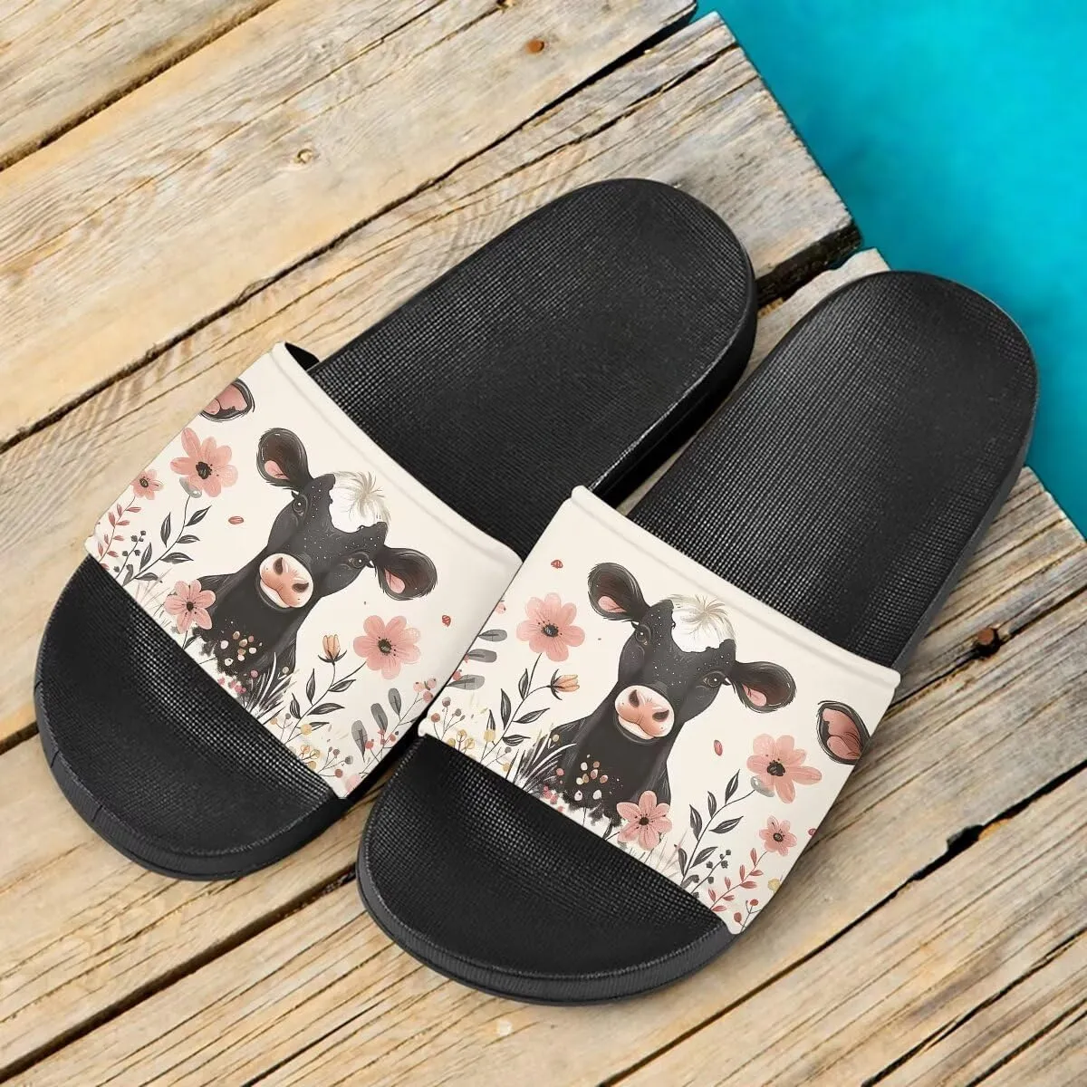 Howilath Novelty Animals Pattern Women's Slide Sandals Undersea Travel Print EVA Soft Sole Open Toe Flat Sandals for Women Gift