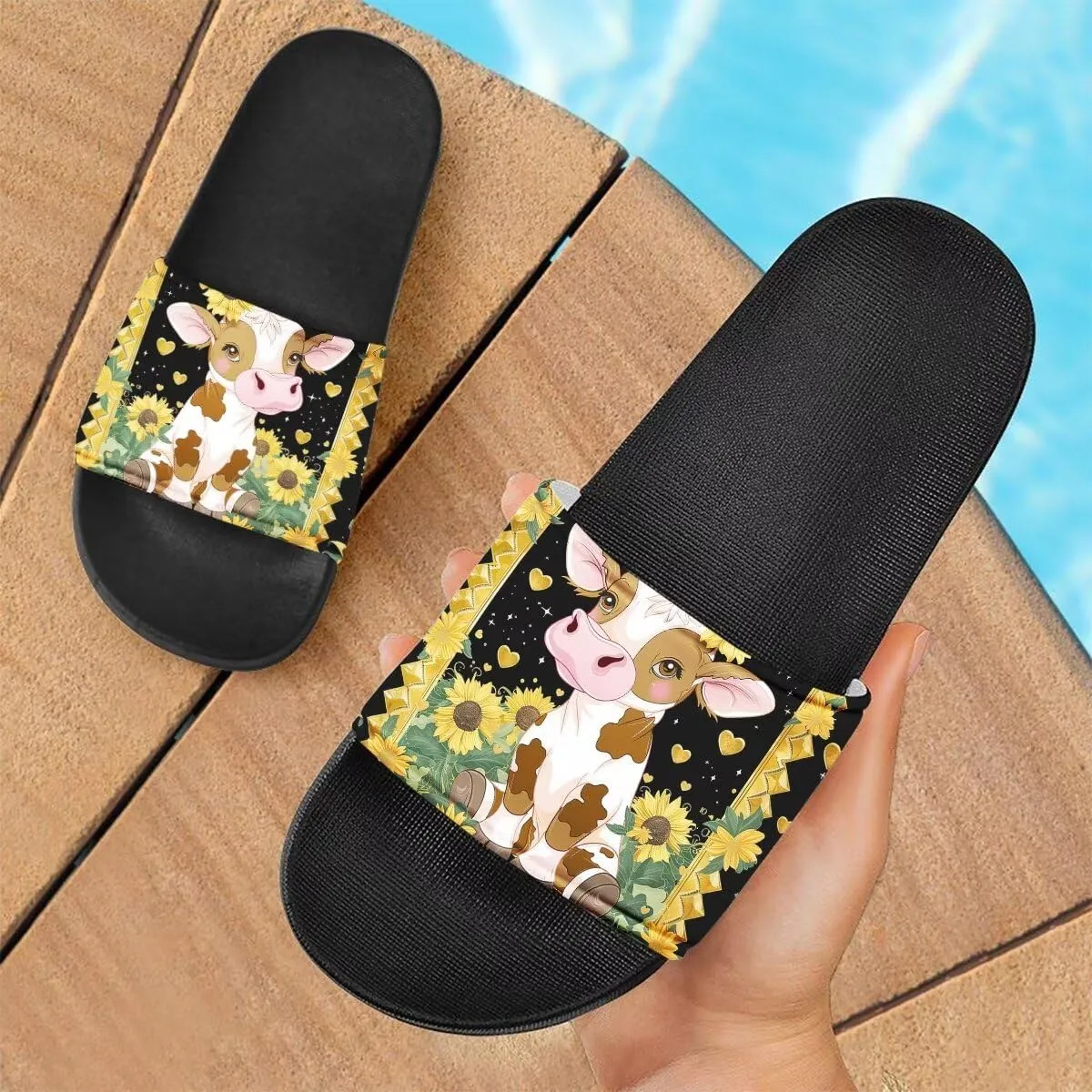 Howilath Novelty Animals Pattern Women's Slide Sandals Undersea Travel Print EVA Soft Sole Open Toe Flat Sandals for Women Gift