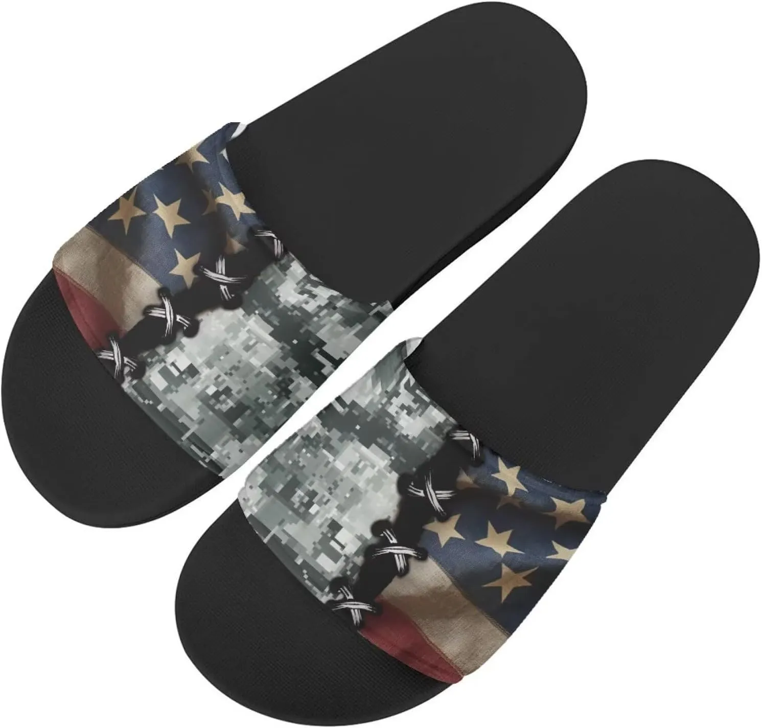 Howilath Novelty Patten Slippers for Women Men, Non-Slip Single Band Slide Sandals Open Toe Soft Sole Flat Sandals