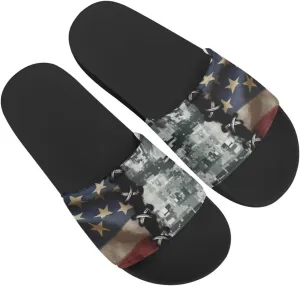 Howilath Novelty Patten Slippers for Women Men, Non-Slip Single Band Slide Sandals Open Toe Soft Sole Flat Sandals