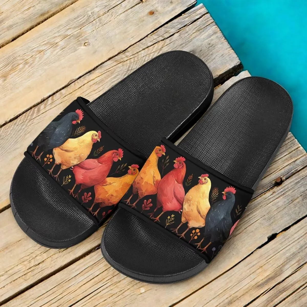 Howilath Women's Casual Slide Sandals, Cartoon Animals Print Comfortable Soft Sole Non-Slip Open Toe EVA Flat Sandals