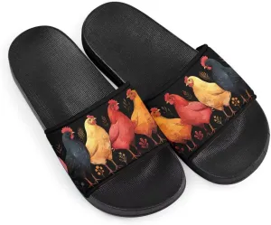 Howilath Women's Casual Slide Sandals, Cartoon Animals Print Comfortable Soft Sole Non-Slip Open Toe EVA Flat Sandals