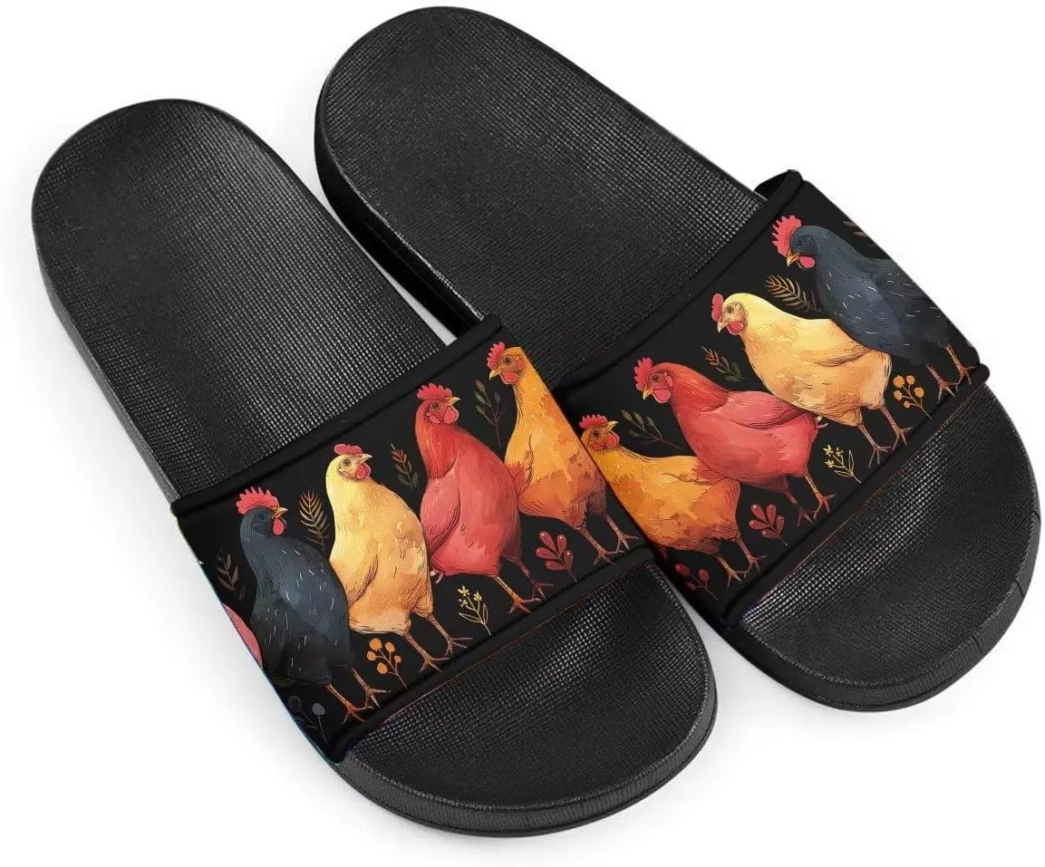 Howilath Women's Casual Slide Sandals, Cartoon Animals Print Comfortable Soft Sole Non-Slip Open Toe EVA Flat Sandals