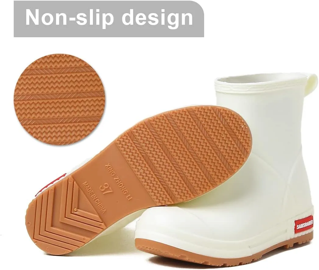 HSBDNZQ Rain Boots for Women, Lightweight Warm Waterproof Rain Boots, Anti-Slipping Garden Boots Soft and Durable, Chelsea Rain Boots with Comfortable Insoles for Outdoor