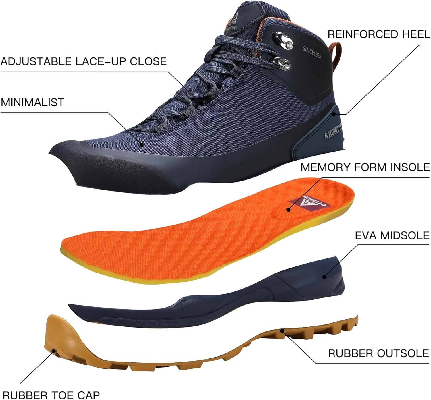 HUMTTO Men's All-Terrain Waterproof Hiking Boots Lightweight Breathable Outdoor Ankle Boots Trekking Hiking Shoes