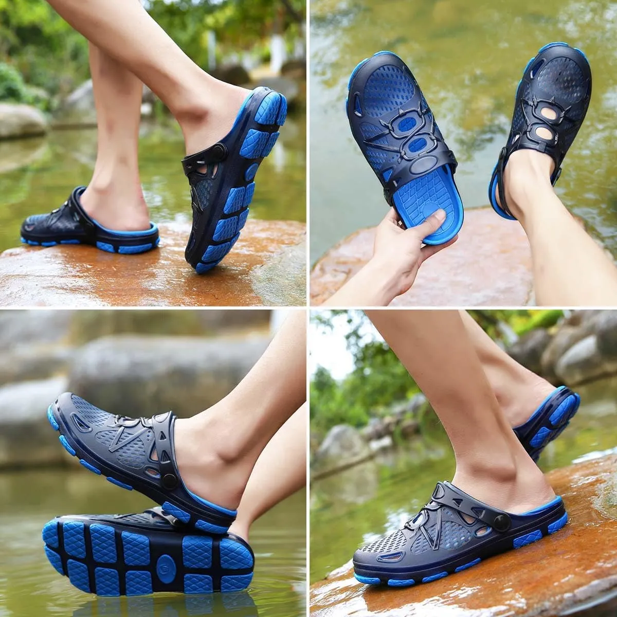 HYDLONGR Men Women Breathable Garden Sandals Quick Drying Beach Slippers Anti-Slip Clogs Shoes