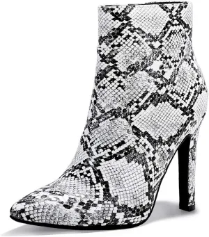 IDIFU Ankle Boots for Women High Heel Pointed Toe Boots Side Zipper Stiletto Booties