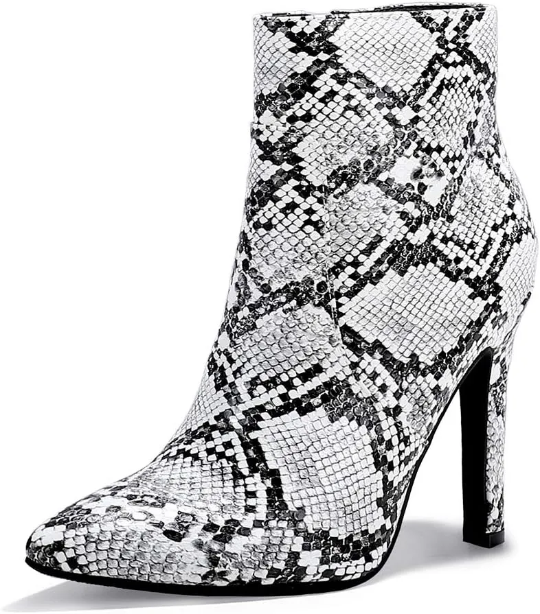IDIFU Ankle Boots for Women High Heel Pointed Toe Boots Side Zipper Stiletto Booties