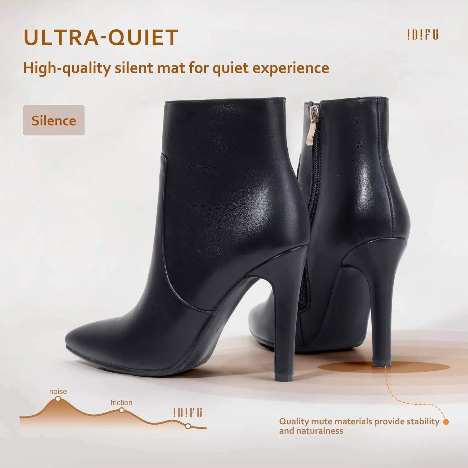 IDIFU Ankle Boots for Women High Heel Pointed Toe Boots Side Zipper Stiletto Booties