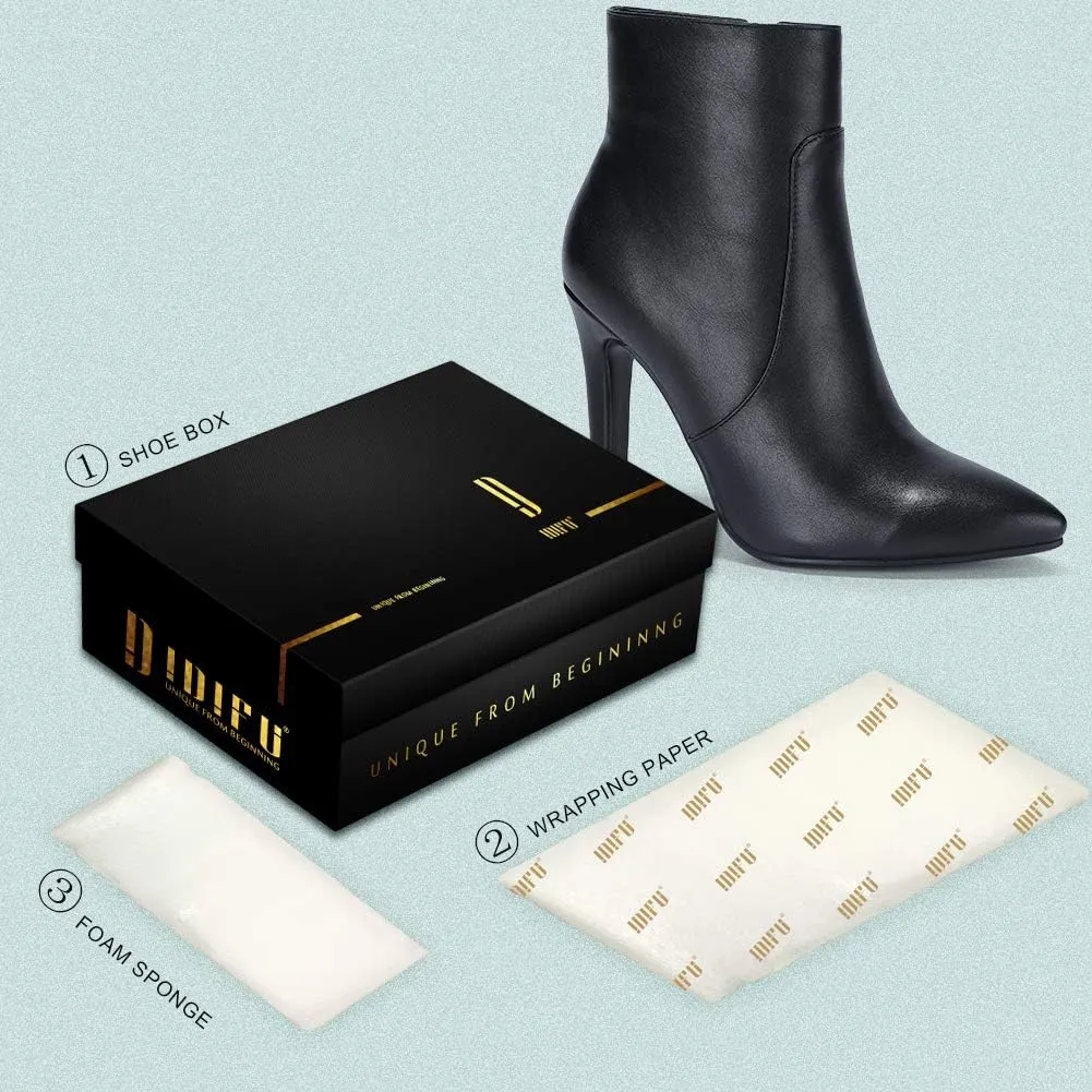 IDIFU Ankle Boots for Women High Heel Pointed Toe Boots Side Zipper Stiletto Booties
