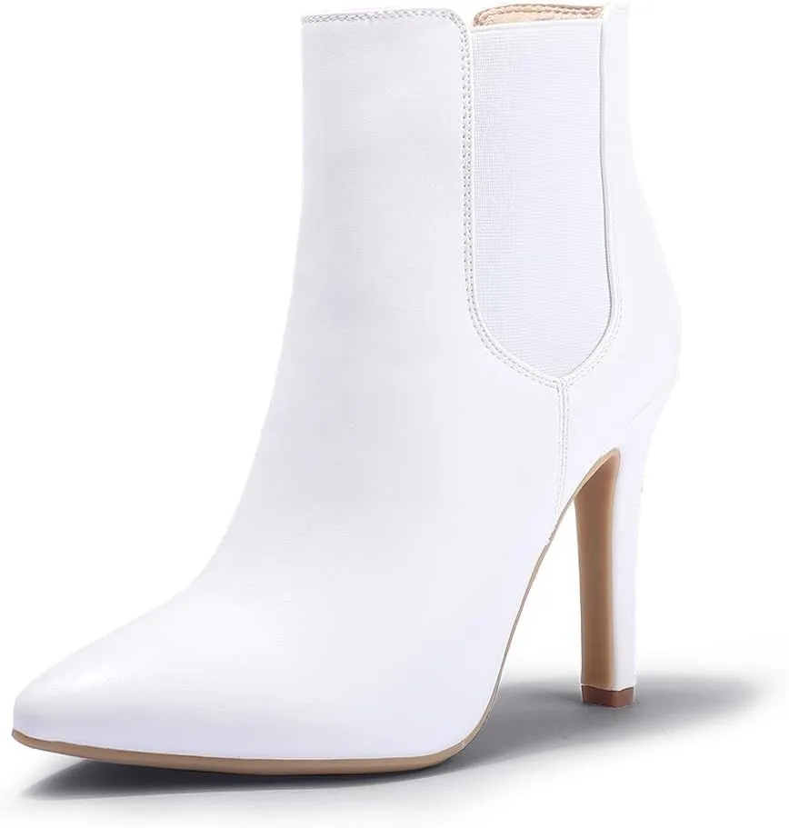 IDIFU Ankle Boots for Women High Heel Pointed Toe Boots Side Zipper Stiletto Booties