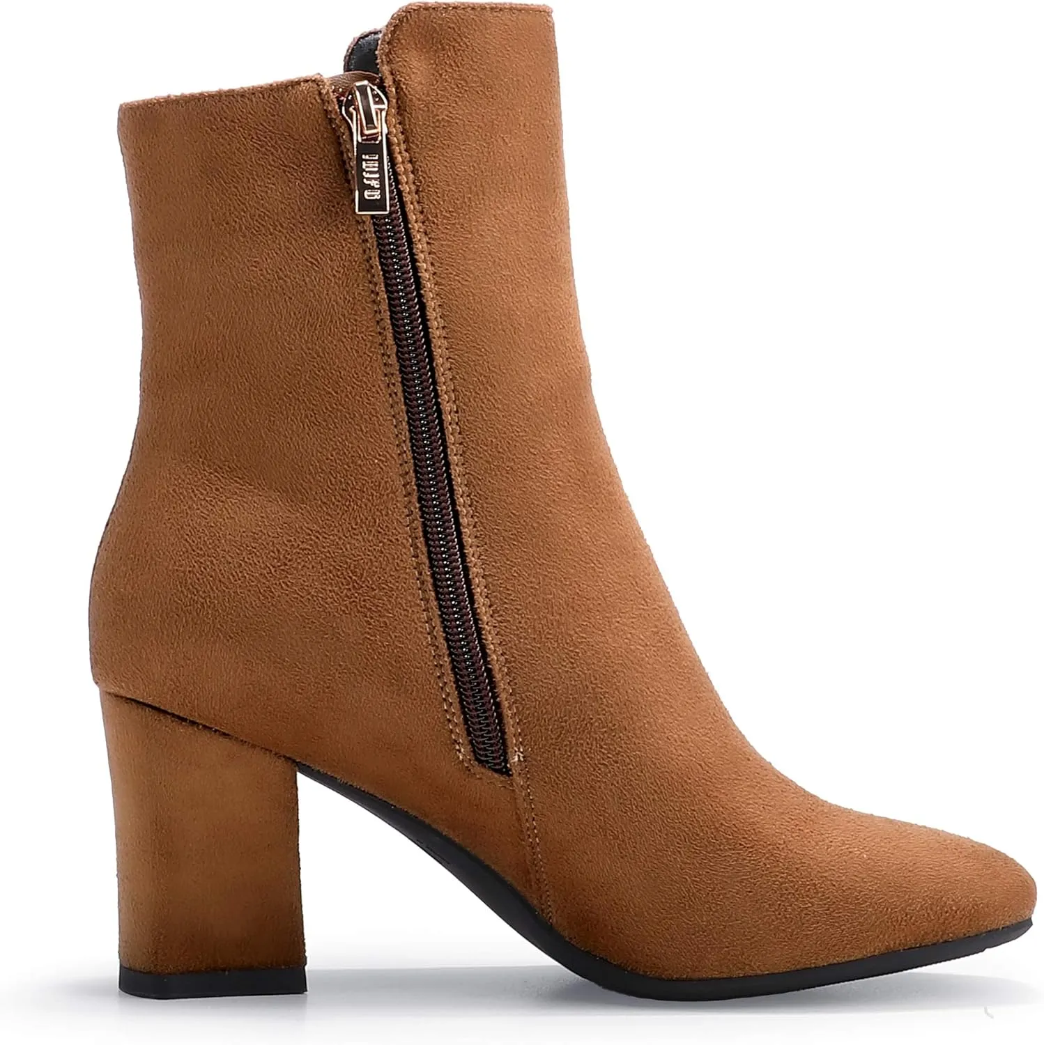 IDIFU Women's Ada Fashion Square Toe Ankle Boots Low Block Heel Short Boots Side Zipper Booties Shoes- Half Size Larger