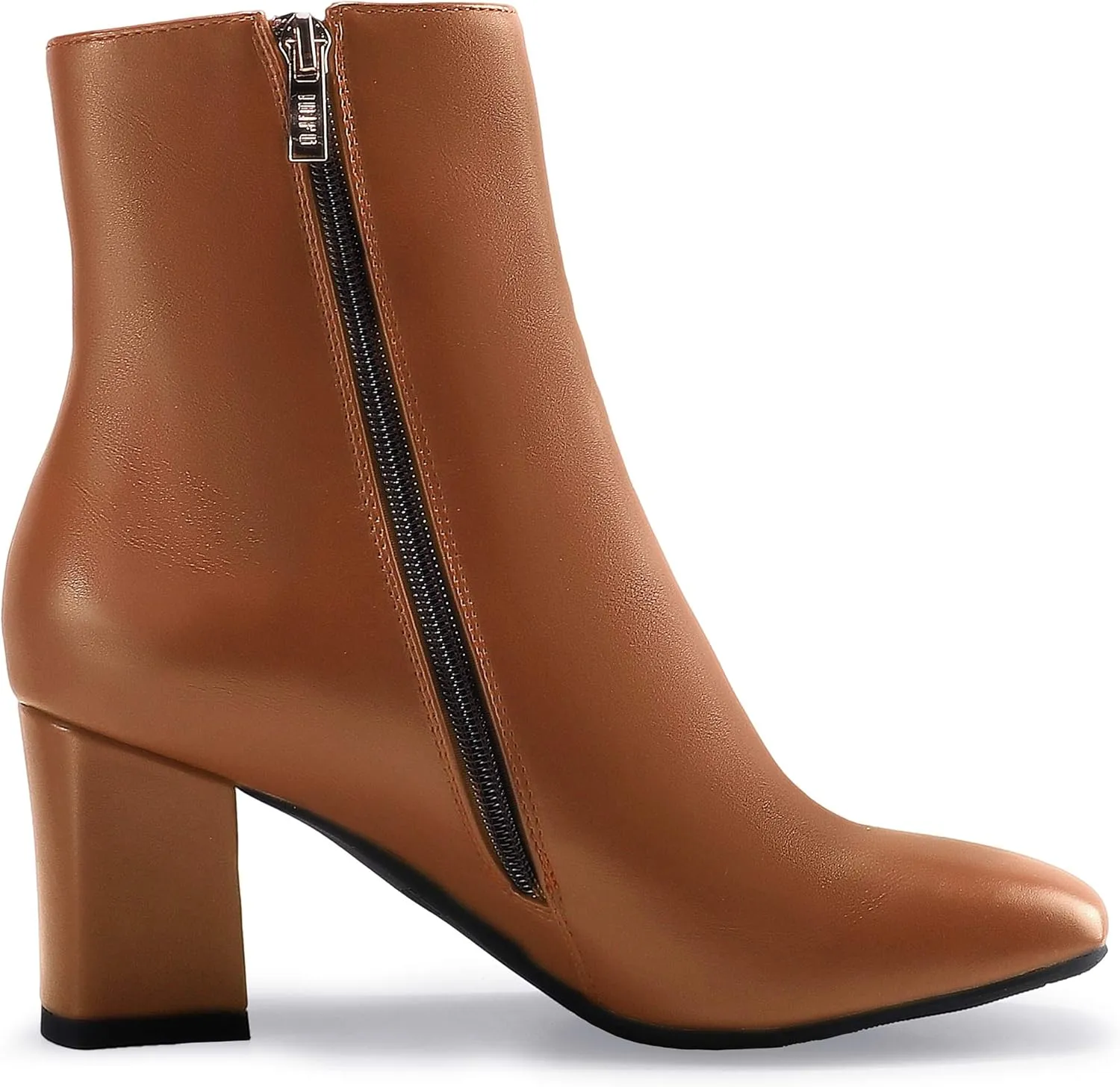 IDIFU Women's Aliza Fashion Square Toe Short Boots Side Zipper Low Block Heel Ankle Booties