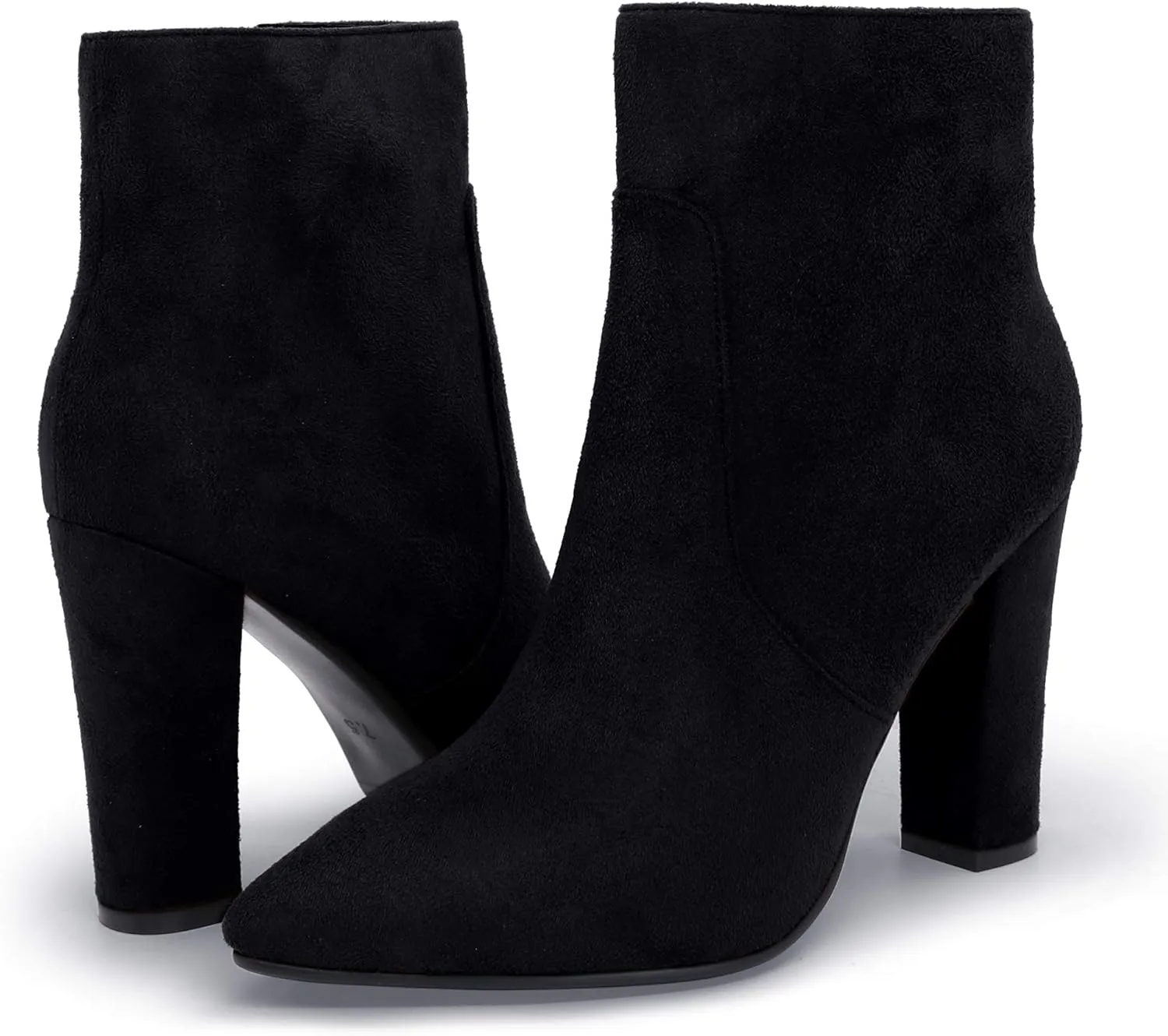 IDIFU Women's Fashion Ankle Boots Comfy Pointed Toe High Heels Side Zipper Booties