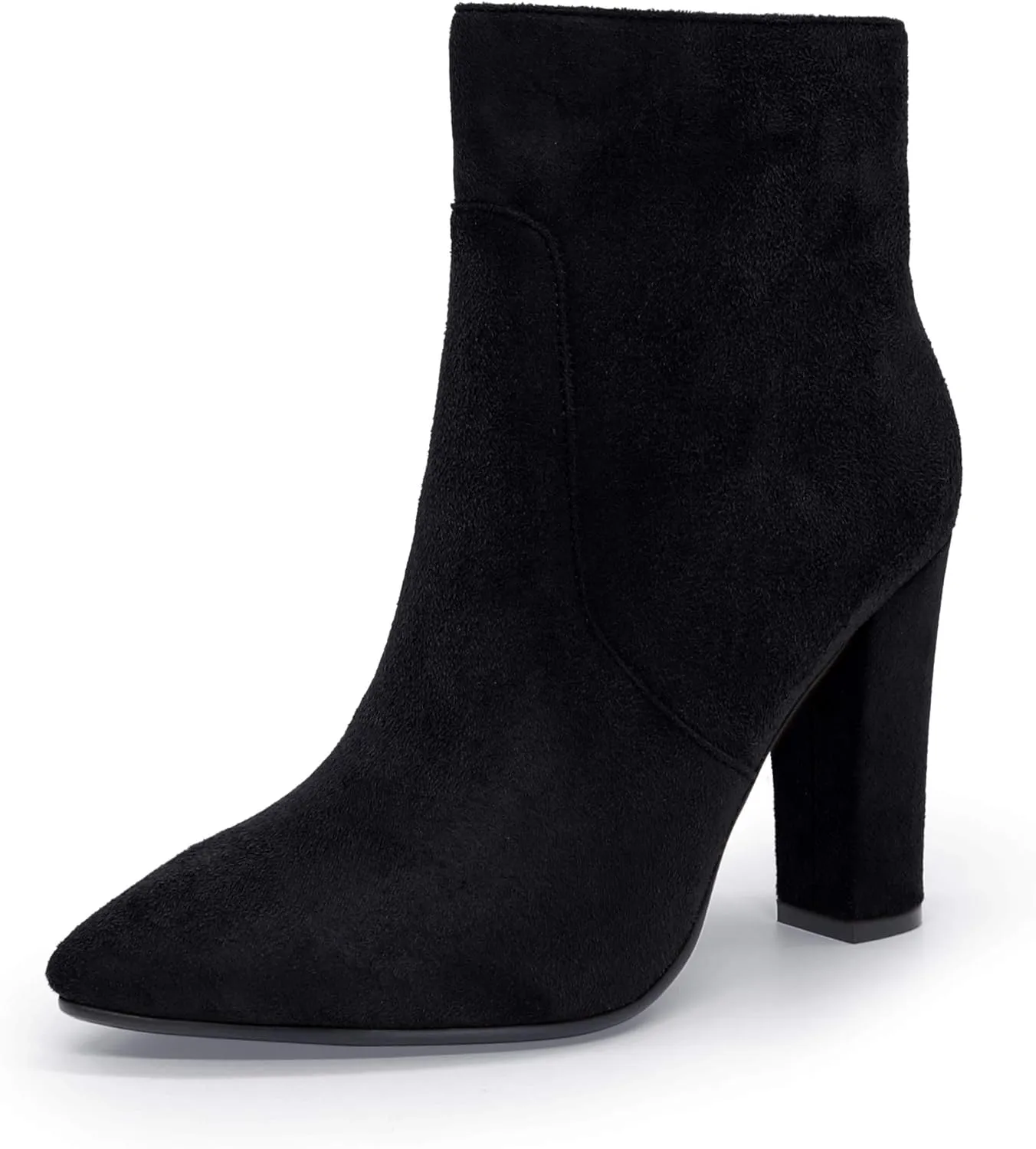 IDIFU Women's Fashion Ankle Boots Comfy Pointed Toe High Heels Side Zipper Booties