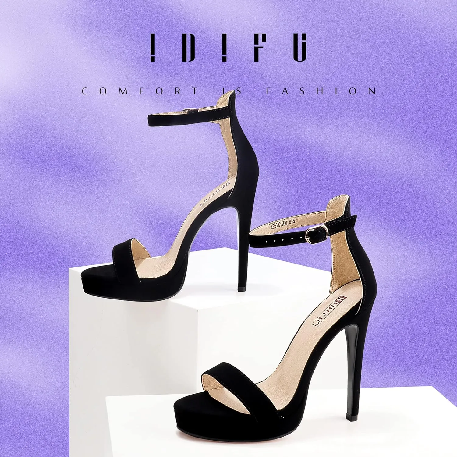 IDIFU Women's Stiletto High Heel Sandals Platform Open Toe Ankle Strap Dress Shoes for Women Bride Ladies in Wedding Bridal Party Homecoming