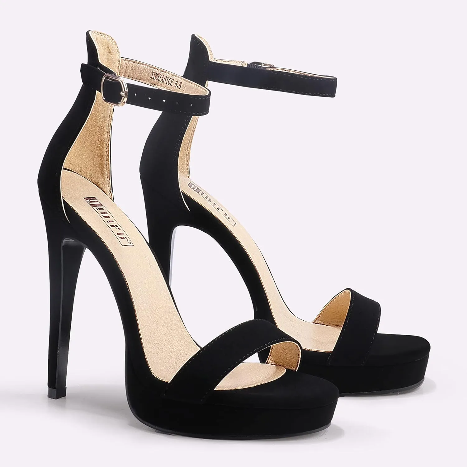 IDIFU Women's Stiletto High Heel Sandals Platform Open Toe Ankle Strap Dress Shoes for Women Bride Ladies in Wedding Bridal Party Homecoming