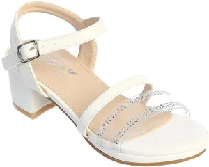 iGirlDress Girls Matte Strap Buckle Block Heel Dress Open-Toe Sandals 9-5 Kids