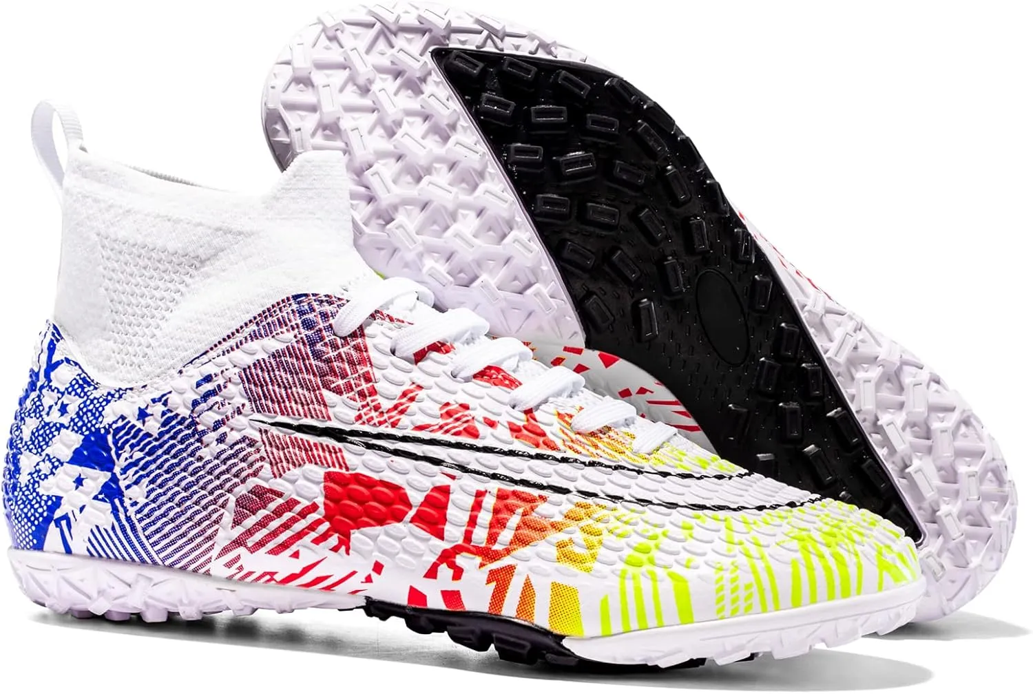 Indoor Soccer Cleats Mens Womens Turf Soccer Cleats Wide Socer Shoes FG AG TF High Ankle Football Boots
