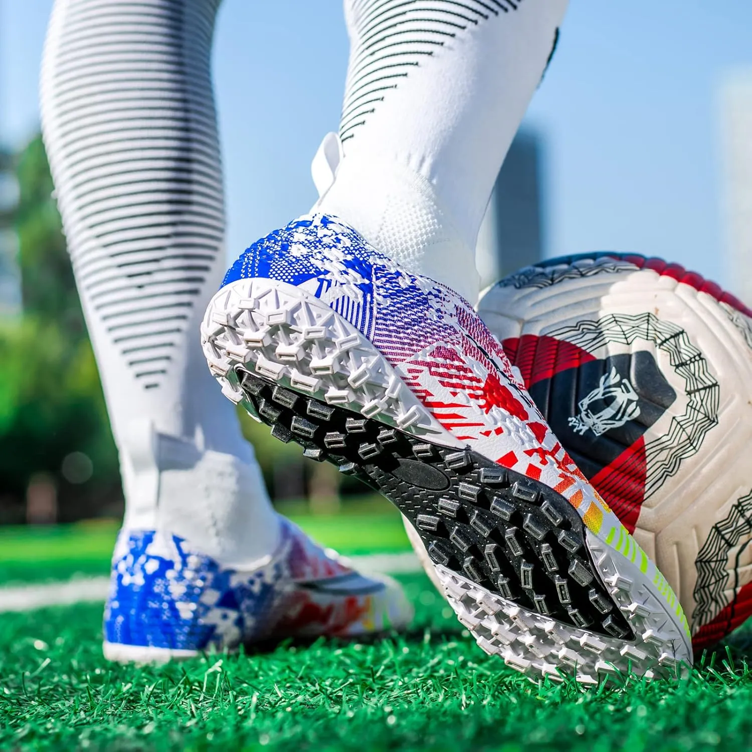 Indoor Soccer Cleats Mens Womens Turf Soccer Cleats Wide Socer Shoes FG AG TF High Ankle Football Boots