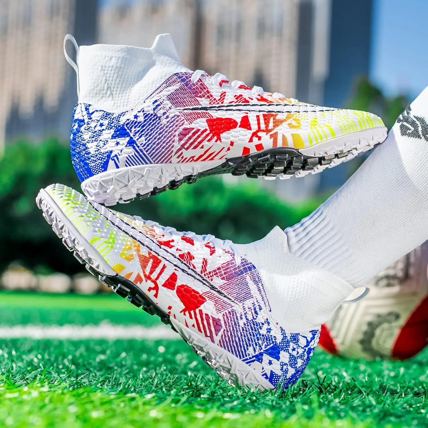 Indoor Soccer Cleats Mens Womens Turf Soccer Cleats Wide Socer Shoes FG AG TF High Ankle Football Boots
