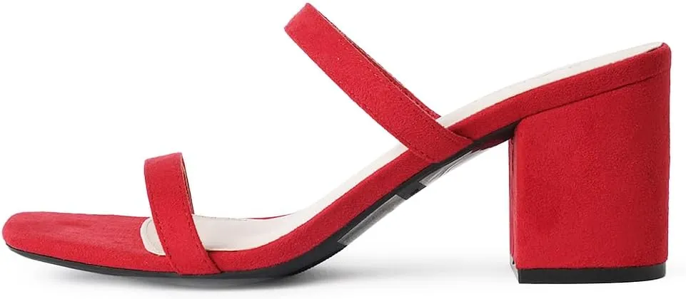 J. Adams Stormi Heeled Sandals Women Dressy Summer Flat Mules- Square Toe Double Band Low Block Heel Sandals - Chunky Sandals for Women - Summer Sandals, Womens Dress Sandals, Women's Heeled Sandals