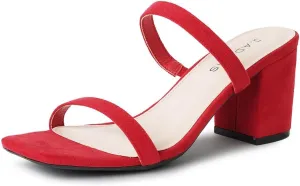 J. Adams Stormi Heeled Sandals Women Dressy Summer Flat Mules- Square Toe Double Band Low Block Heel Sandals - Chunky Sandals for Women - Summer Sandals, Womens Dress Sandals, Women's Heeled Sandals