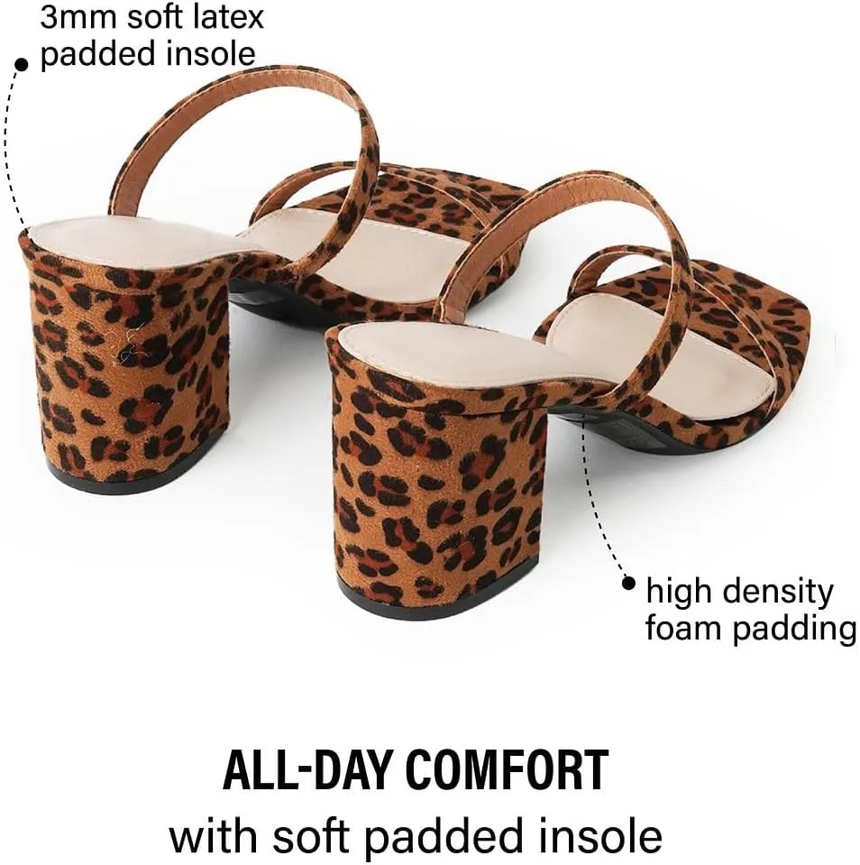 J. Adams Stormi Heeled Sandals Women Dressy Summer Flat Mules- Square Toe Double Band Low Block Heel Sandals - Chunky Sandals for Women - Summer Sandals, Womens Dress Sandals, Women's Heeled Sandals