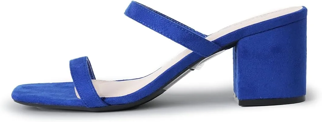 J. Adams Stormi Heeled Sandals Women Dressy Summer Flat Mules- Square Toe Double Band Low Block Heel Sandals - Chunky Sandals for Women - Summer Sandals, Womens Dress Sandals, Women's Heeled Sandals