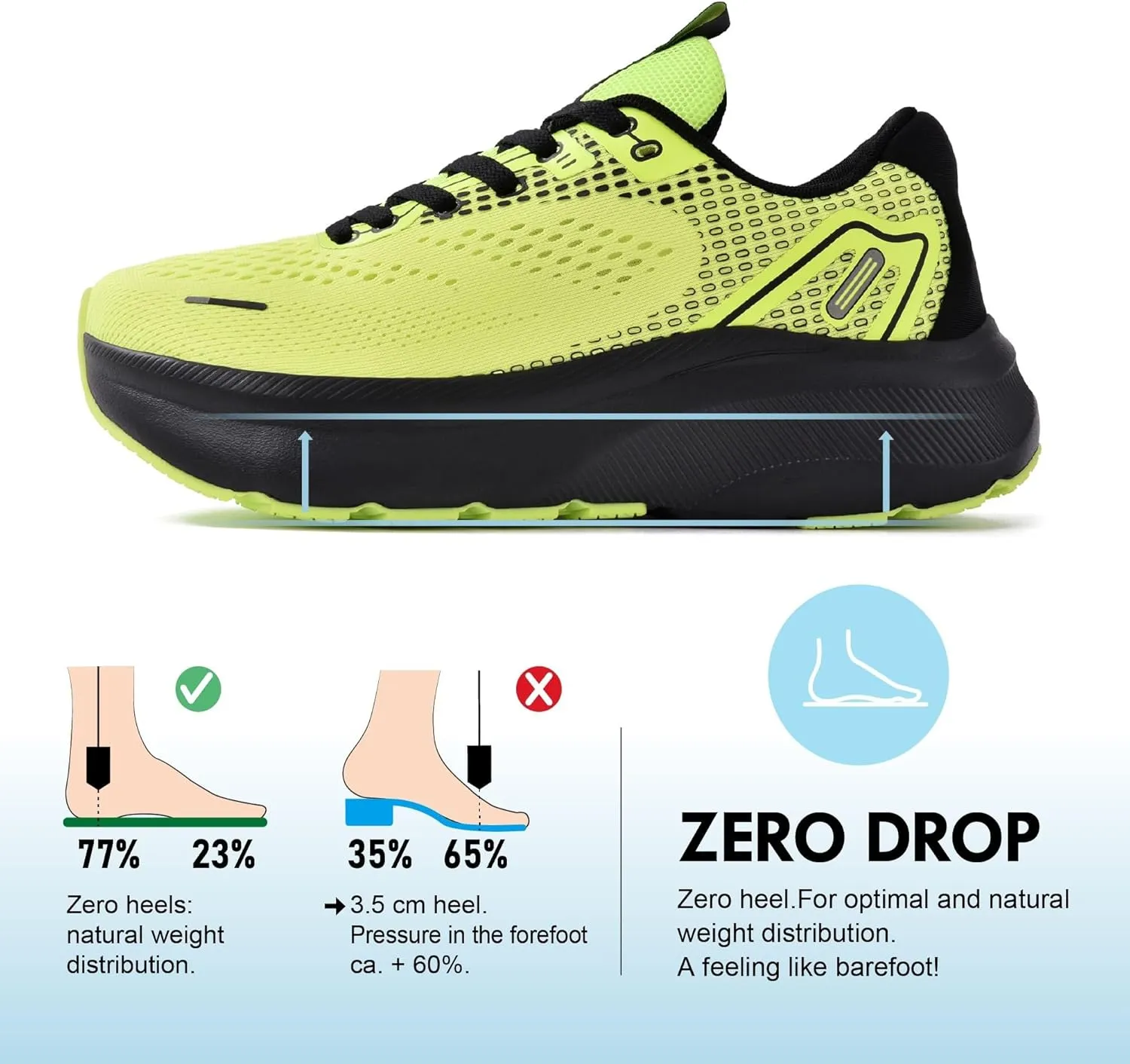 JACKSHIBO Wide Toe Box Shoes for Men Arch Support Shoes Wide Width Sneakers for Running Walking Athletic Tennis Orthopedic Plantar Fasciitis Workout Flux Footwear with Thick Cushioned Zero Drop Sole