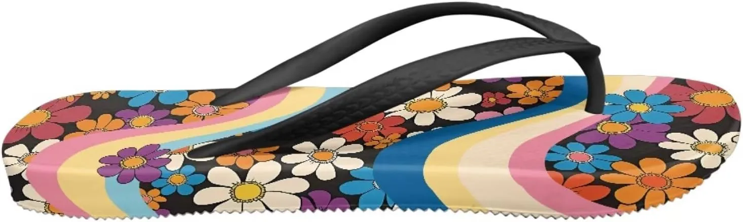 Jeiento 70S Flip Flops for Women Non Slip Beach Thong Sandals Slip On Bathroom Shower Shoes Comfort Walking Footwear Casual Shoes