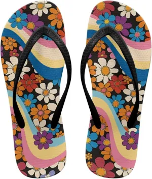 Jeiento 70S Flip Flops for Women Non Slip Beach Thong Sandals Slip On Bathroom Shower Shoes Comfort Walking Footwear Casual Shoes