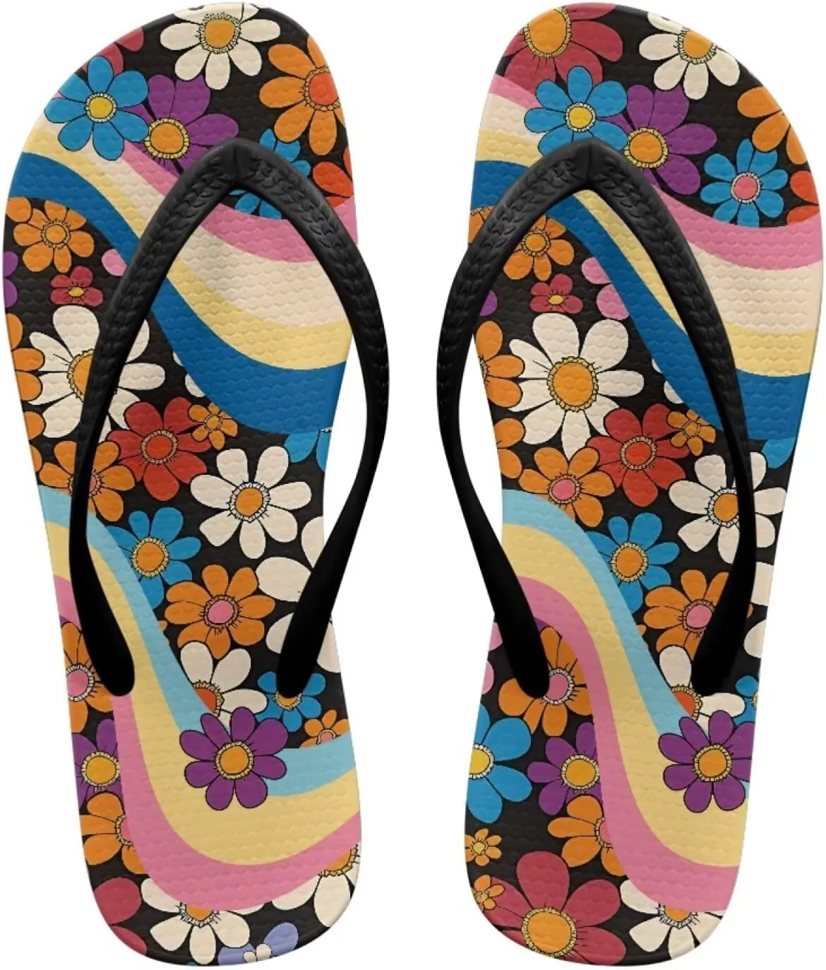 Jeiento 70S Flip Flops for Women Non Slip Beach Thong Sandals Slip On Bathroom Shower Shoes Comfort Walking Footwear Casual Shoes