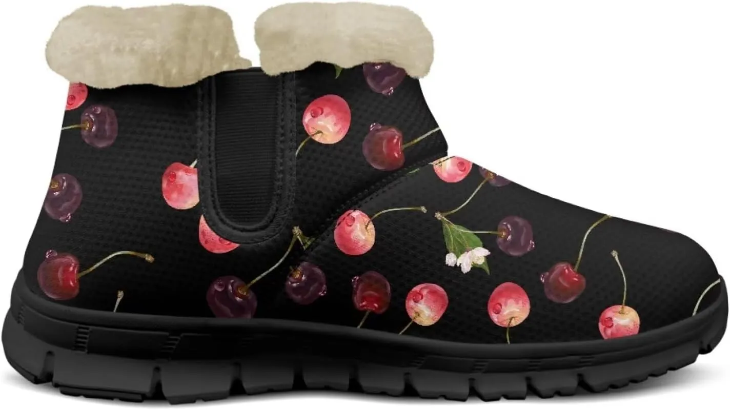 Jeiento Lemon Fruit Snow Boots for Women Anti-Slip Boots Winter Shoes Fashion Fuzzy Walking Boots