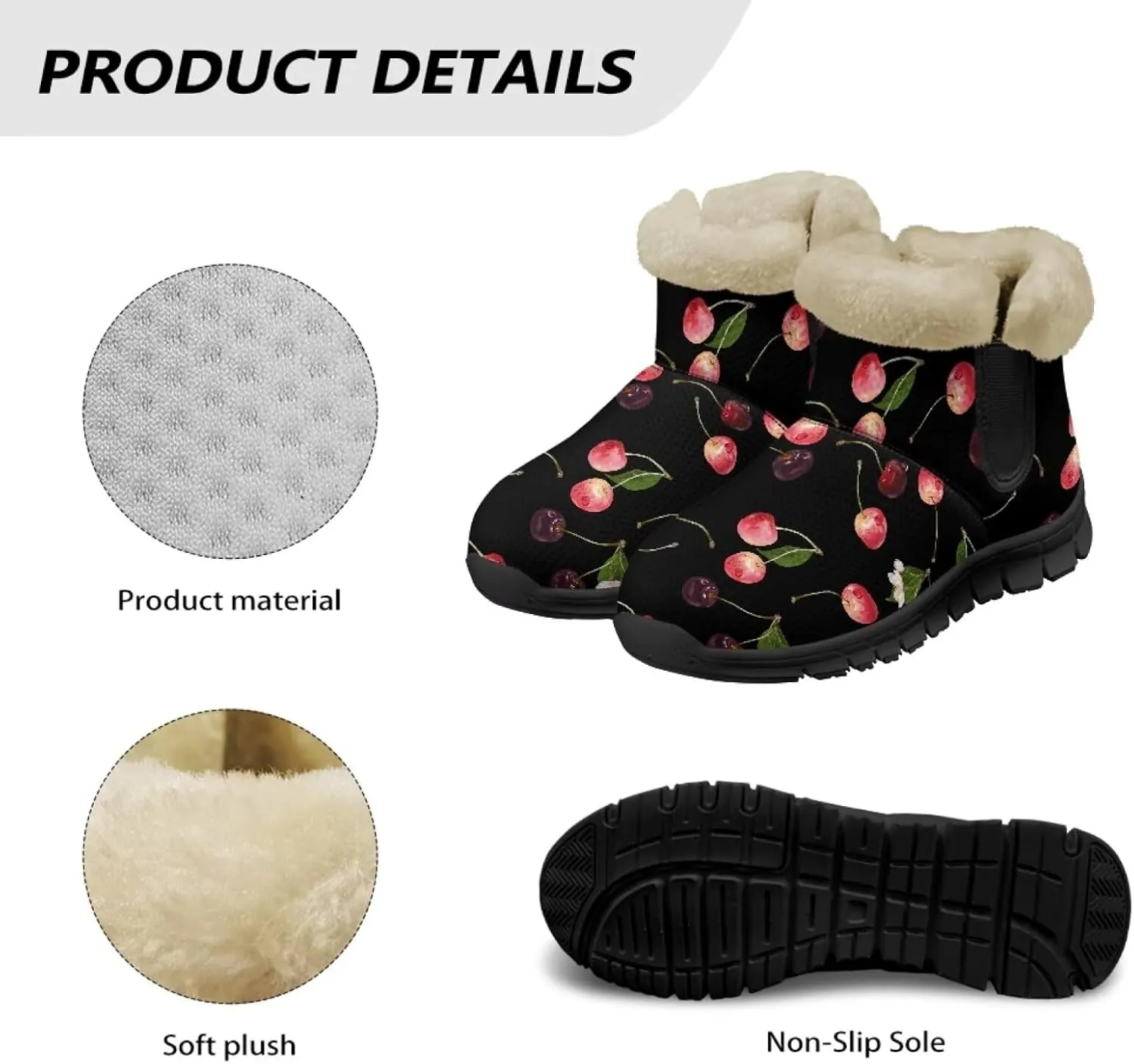 Jeiento Lemon Fruit Snow Boots for Women Anti-Slip Boots Winter Shoes Fashion Fuzzy Walking Boots