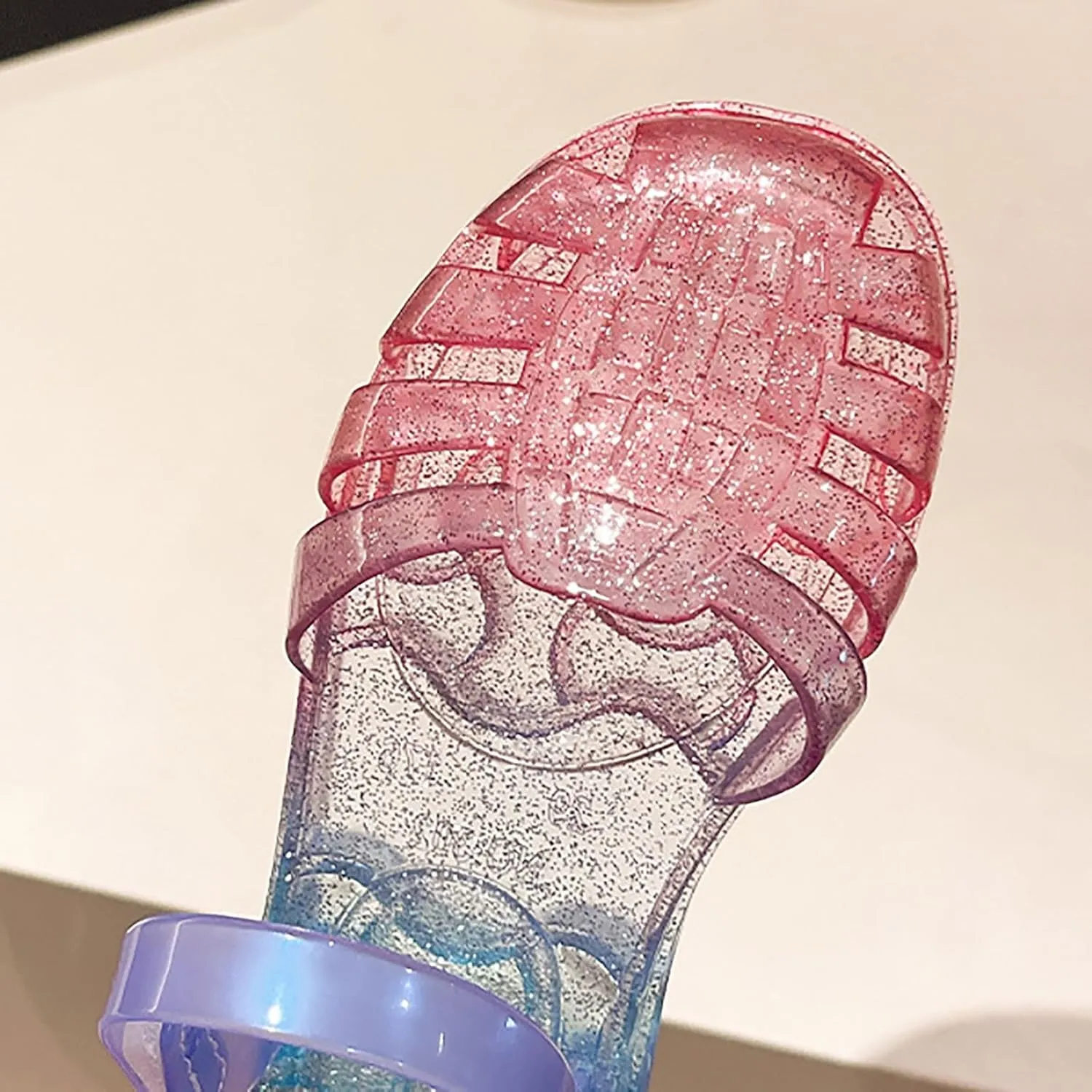 Jelly Sandals for Girls Kids Princess Dress Up Flat Closed Toe Mary Jane Shoes Rainbow Summer Casual Water Beach Flat Sandals