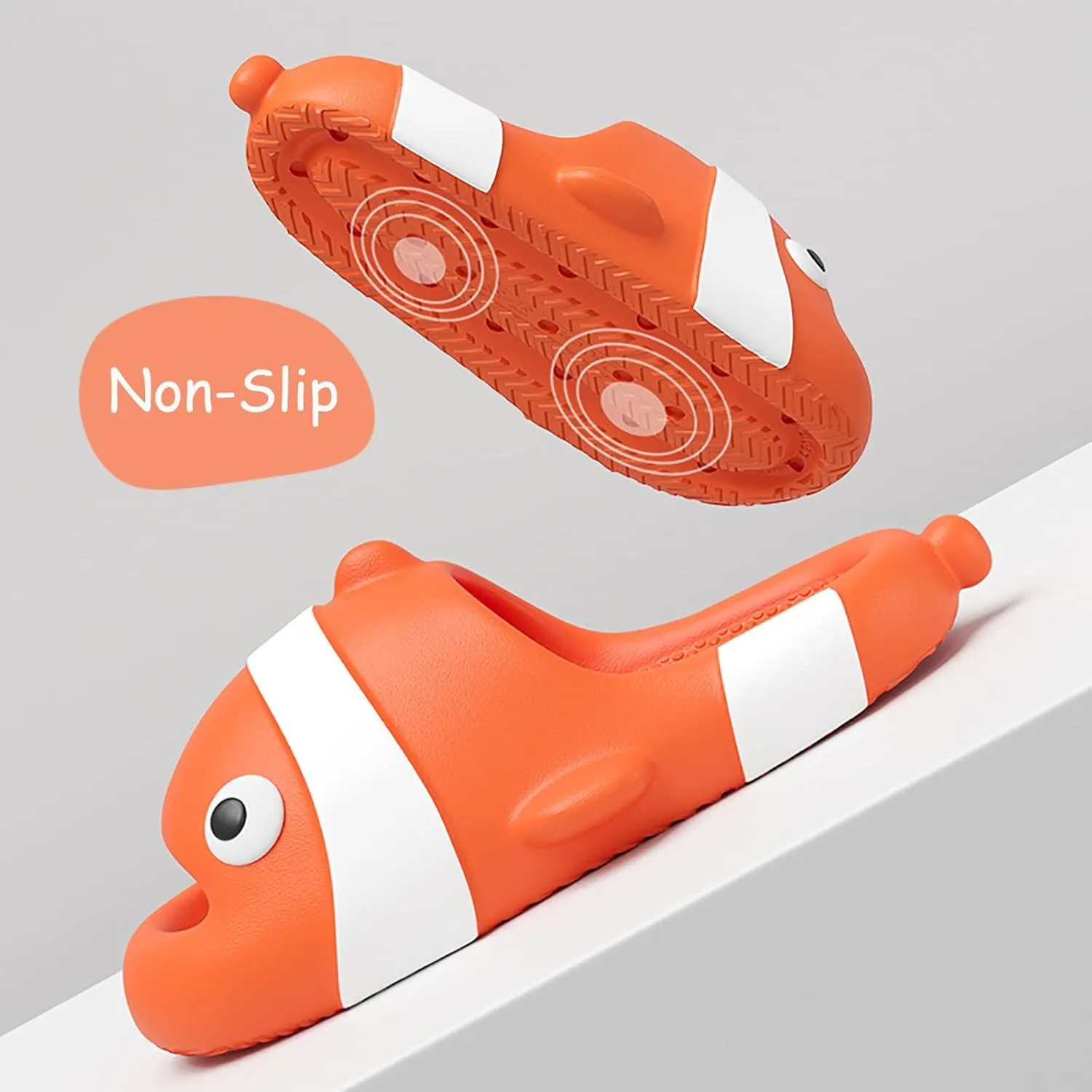 Jerzmy Cute Clown Fish Cloud Slides for Adult Women Men, Soft Novelty Funny Animals House Slippers Non-Slip Beach Shoes for Indoor Outdoor Shower Pool