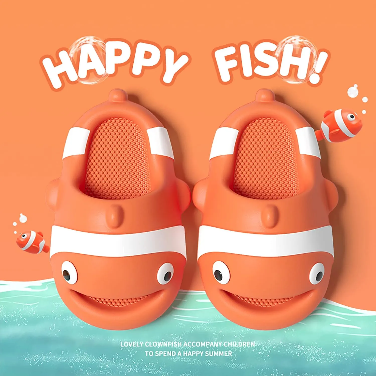 Jerzmy Cute Clown Fish Cloud Slides for Adult Women Men, Soft Novelty Funny Animals House Slippers Non-Slip Beach Shoes for Indoor Outdoor Shower Pool