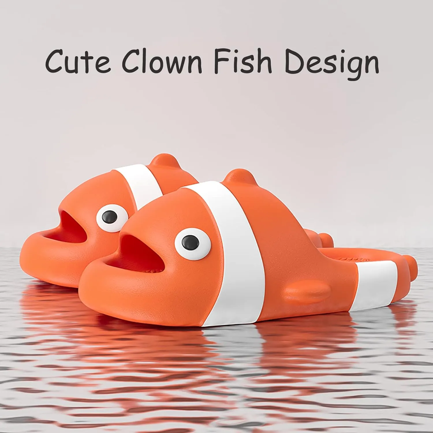 Jerzmy Cute Clown Fish Cloud Slides for Adult Women Men, Soft Novelty Funny Animals House Slippers Non-Slip Beach Shoes for Indoor Outdoor Shower Pool