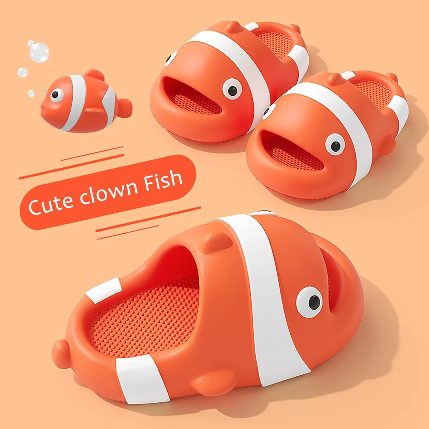 Jerzmy Cute Clown Fish Cloud Slides for Adult Women Men, Soft Novelty Funny Animals House Slippers Non-Slip Beach Shoes for Indoor Outdoor Shower Pool