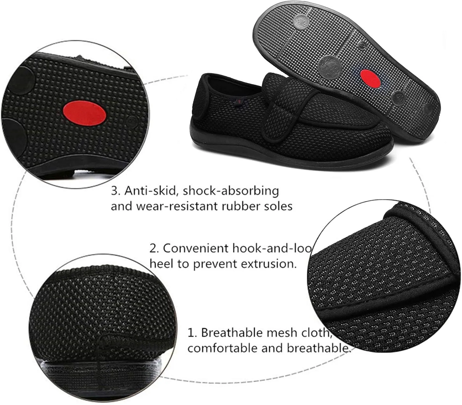JIONS Women Men Adjustable Velco Extra Wide Shoes Swollen Feet Diabetic Edema Boots Slippers Indoor Outdoor Sandals Unisex Large Size 5-14