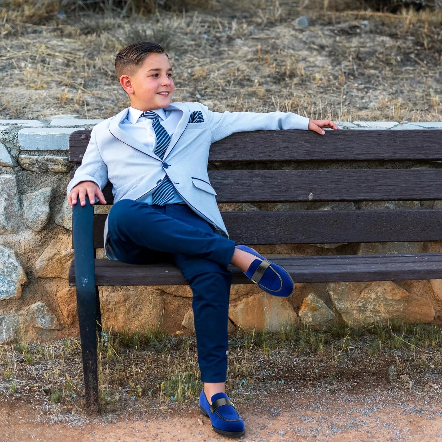 JITAI Boys Dress Loafers for Weddings & School, Breathable Slip-On Leather Tuxedo Shoes, Toddler to Preteen
